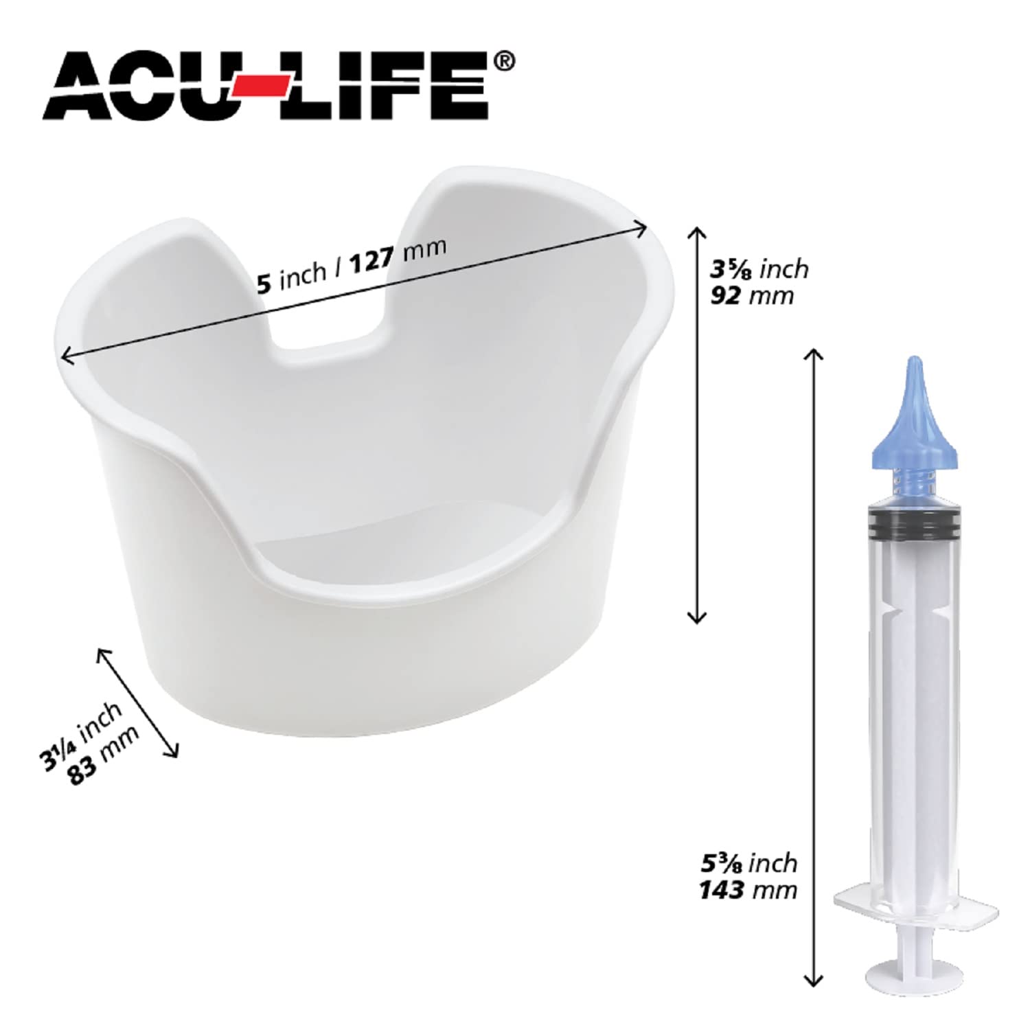 Acu-Life Ear and Ear Wax Cleaner for Humans Includes Syringe with Tri-Stream Tip and Ear Wax catching Basin