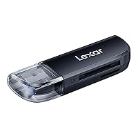Lexar Dual Slot USB-A Reader, USB 3.2 Gen 1 Up to 104MB/s, USB-A for SD/MicroSD/SDHC/SDXC Camera Card Reader Adapter, OTG MicroSD Card Reader for PC/Laptop/Tablet