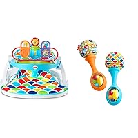 Fisher-Price Baby Portable Baby Chair,Deluxe Sit-Me-Up Floor Seat with Removable Toys and Snack Tray & Newborn Toys Rattle 'n Rock Maracas, Set of 2 Soft Musical Instruments