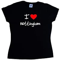 I Love Heart Nottingham Black Ladies T-Shirt