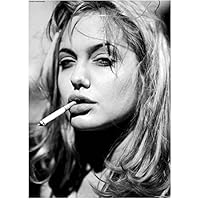 Angelina Jolie Blonde Cigarette Resting on Lip Closeup 8 X 10 Inch Photo
