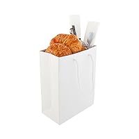 Restaurantware 8 Inch x 4 Inch Paper Shopping Bags 10 Glossy Finish Paper Party Bags - Rope Handles Cardboard Base White Paper Gift Bags Reusable For Parties and Shopping