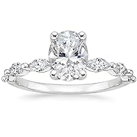 JEWELERYIUM 2 CT Oval Cut Colorless Moissanite Engagement Ring, Wedding/Bridal Ring Set, Solitaire Halo Style, Solid Sterling Silver Vintage Antique Anniversary Bride Jewelry, Gift for Women