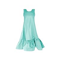 Women's Summer Dresses Ladies Dress Fold Dresses Loose Waist Mid Long Dress Casual Cute Dress(BU1,Large)