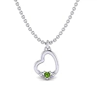 0.20 Carat Heart Shaped Created Peridot Fashion Claddagh Pendant Necklace 925 Sterling Sliver Gift For Womens Girls