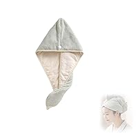 Double Layer Coral Velvet Hair Cap - Quick Drying, Coral Velvet Dry Hair Cap，Ultra Soft Towel Wrap Quality Haircare，Both Positive and Negative (Green)