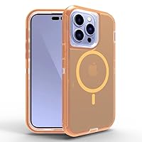 ENILSA 3 IN1 Clear Heavy Duty Shockproof Case for iPhone 14 13 12 15 Pro Max 14PLUS 15PLUS Magnetic Wireless Charging Cover,Gold,for iPhone 15Pro
