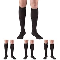 Truform Compression Socks, 30-40 mmHg, Men's Dress Socks, Knee High Over Calf Length, Black, Small (Pack of 4)