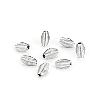 50pcs 7mm (0.28 Inch) Smooth Spring Bicone Oval Rice Spacer Beads Platinum Plated Brass Metal for Jewelry Making CF111-P