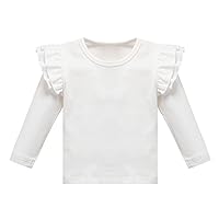ACSUSS Toddler Baby Girl Long Sleeve Shirts Cotton Basic Tee Solid Color T-Shirt Spring Fall Top