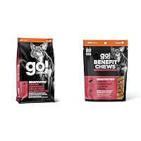 GO! SOLUTIONS Sensitivities Grain Free Salmon Recipe - Dog Food 22lb + Benefit Chews Sensitivities - Salmon- Soft and Chewy Dog Treats, 6 oz (Pack of 2)