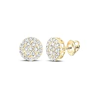 10K Yellow Gold Mens Diamond Cluster Earrings 1/4 Ctw.