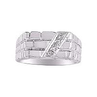 Rylos Mens Rings 14K Gold Mens Ring with Genuine Diamonds - Designer Brick Style Rings For Men Mens Jewelry Gold Rings
