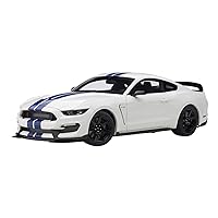 Shelby GT-350R Oxford White with Lightning Blue Stripes 1/18 Model Car by Autoart 72931
