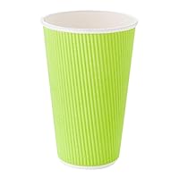 Restaurantware 20 Ounce Ripple Insulated Coffee Cups 250 Double Wall Corrugated Coffee Cups - Matching Lids Sold Separately Secure Grip Green Paper Ribbed Coffee Cups Sustainable Leakproof