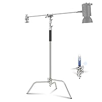 NEEWER C Stand with Boom Arm Pro 100% Stainless Steel, Air Cushion Heavy Duty Photography Light Stand Max Height 10.8ft/330cm, 4.2ft/128cm Holding Arm, 2 Grip Head for Monolight Softbox Reflector