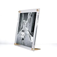 Wexel Art 10x12-Inch Diamond Polished Beveled Edge Framing Grade Acrylic Tabletop Floating Frame with Gold Hardware for 8x10-Inch Art & Photos