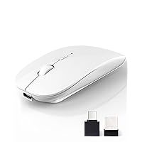 Wireless Bluetooth Mouse, (BT5.2/3.0 and USB 2.4G) Dual Mode Portable Ergonomic Mice Wireless with USB Receiver Compatible with Macbook Pro/Air/Mac/iPad/Laptop/Tablet/PC/Desktop, White