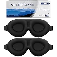 Sleep Mask [2 Pack] - Eye Mask for Sleeping - Patented, Contoured, 100% Blackout, Zero Pressure Sleeping Masks for Women and Men, Blindfold and Eye Covers - S2 Black