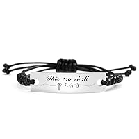 SOUSYOKYO This Too Shall Pass Bracelet Positive Message Gifts Bar Rope Jewelry