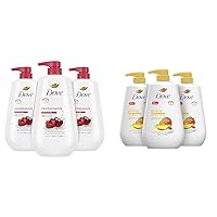 Body Wash with Pump,Revitalizante Cherry & Chia Milk, 3 Count & Body Wash with Pump Glowing Mango & Almond Butter 3 Count for Renewed