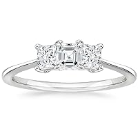 18K Solid White Gold Handmade Engagement Ring 1.0 CT Asscher Cut Moissanite Diamond Solitaire Wedding/Bridal Rings Set for Womens/Her Propose Rings