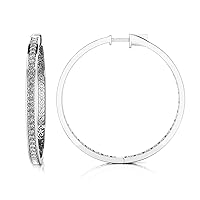 1.00 to 2.75 Ct. Avariah 14k Solid Gold Natural Extra Large Prong Set Diamond Lined Hoops (F-G Color, VS2-SI1 Clarity)