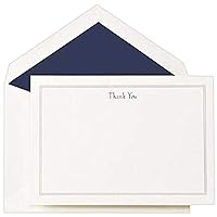 Crane & Co. Navy Triple Hairline Thank You Card (CT3304), Pack of 10