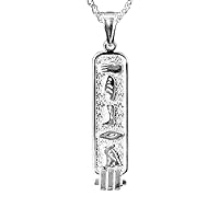 SNS350w Personalized Rhodium Plated Sterling Silver 1.5 Inch Egyptian Cartouche Pendant with Chain Personalized Silver name necklace white rhodium or yellow plated initial plate mom sister lady, kids man or woman unisex jewelry gift script monogram customize chain