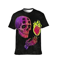 Mens Funny-Tees Cool-Graphic T-Shirt Novelty-Vintage Short-Sleeve Color Skull Hip Hop: Boys Lightweight Tops Grandpa Gifts