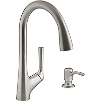 Kohler R77748-SD-VS Malleco Touchless Pull Down Kitchen Sink Faucet with Soap/Lotion Dispenser, Vibrant Stainless