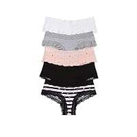 Victoria's Secret Lace Trim Cotton Cheeky Panty Pack, Underwear for Women, 5 Pack, Multi (XS)