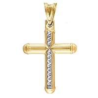 10k Gold Two tone Dc Mens Cross Height 33.5mm X Width 20.4mm Religious Charm Pendant Necklace Jewelry Gifts for Men