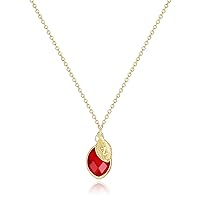 Me&Hz Initial Birthstone Necklace for Women 14K Gold Filled Small Initial Necklace Crystal Birthstone Pendant Necklace for Girls Teens Mom Dainty Gold Necklace Personalized Jewelry Birthday Gift