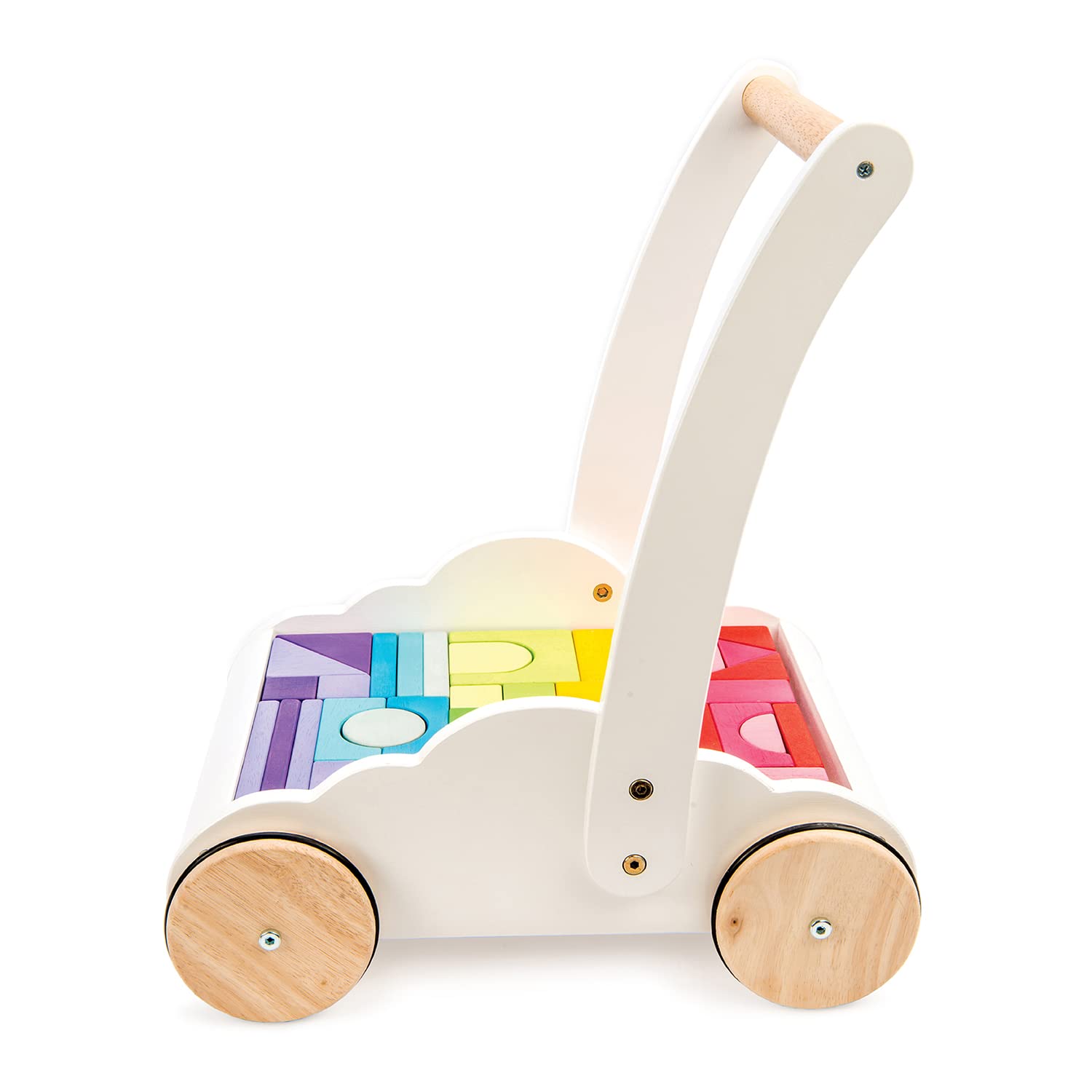 Le Toy Van - Petilou Wooden Walker Toy for Toddlers and Babies | Educational Rainbow Cloud Walker | Suitable for A Boy Or Girl 1 Year Old +, Multi, 45 Blocks (PL102)