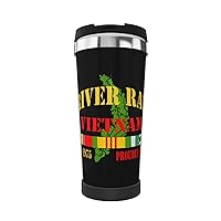 River Rat Vietnam Veteran Portable Insulated Tumblers Coffee Thermos Cup Stainless Steel With Lid Double Wall Insulation Travel Mug For Outdoor