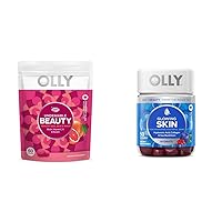 OLLY Undeniable Beauty & Glowing Skin Gummy, Grapefruit & Plump Berry, Biotin, Vitamin C, Hyaluronic Acid, Collagen, 60 & 50 Count