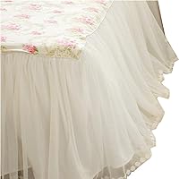 Dust Ruffled Bed Skirts Twin Size Wrap Around Lace Bed Ruffle with Platform 18 inch Deep Drop Cotton Floral Girls Bed Sheets White