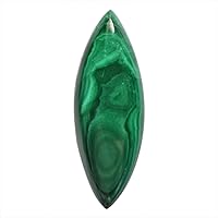 SilverO Natural Green Malachite Cabochon Marquise Shape Size 34x12x6 MM Pendant Jewellery Making Gemstone It Opens the Heart to Unconditional Love