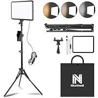 1-Pack LED Video Light Kit, NiceVeedi Photography Lighting Kit, 2800-6500K Dimmable Studio Light with Tripod Stand & Phone Holder, 73
