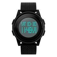 Unisex LED Electronic Digital Watch for Women/Kid Outdoor Military Waterproof Plastic Case with Rubber Band Multifunction Sport Wrist Watches Countdown Alarm