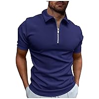 Mens Collared Vintage Designer Polo Work Clothes Creative Stripe 3D Printing Short-Sleeved Zip Shirt