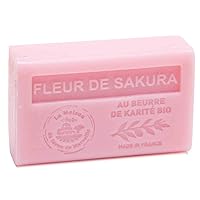Maison du Savon de Marseille - French Soap made with Organic Shea Butter - Sakura Flower Fragrance - 125 Gram Bar