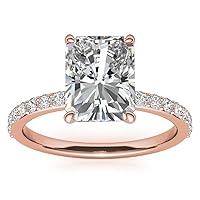 10K/14K/18K Solid Rose Gold Handmade Engagement Ring 1.0 CT Radiant Cut Moissanite Diamond Solitaire Wedding/Bridal Gift for Women/Her Gorgeous Rings