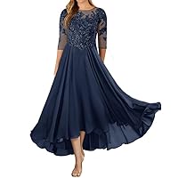 Lace Mother of The Bride Dresses with Sleeves Long Wedding Guest Dresses for Women Chiffon Mother of The Bride Dress