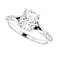 1 CT Oval Colorless Moissanite Engagement Ring, Wedding Bridal Ring Set, Eternity Sterling Silver Solid Diamond Solitaire 4-Prong Anniversary Promise Gift for Her