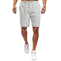 Men's Summer Beach Shorts Drawstring Elastic Waist Shorts Casual Solid Color Shorts Loose Fit Pants with Pockets
