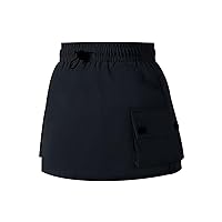 LittleSpring Girls Cargo Skirt with Flap Pockets Elastic High Waist