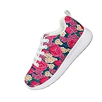 Children Casual Shoes Boys and Girls Fashion Rose Design Shoes Net Cloth Breathable Comfortable Light Indoor and Outdoor Leisure Sports