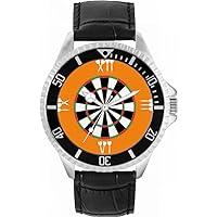 Orange Roman Numerals Dartboard Mens Wrist Watch 42mm Case Custom Design